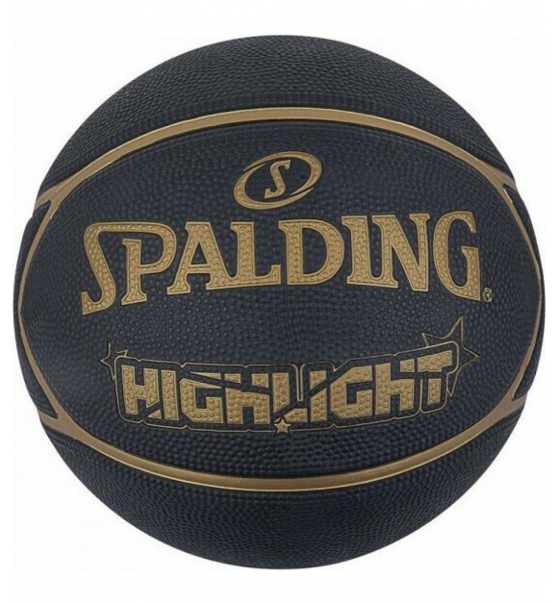 Spalding Μπάλα Basket Ss22 Highlight Black/Gold Sz7 Rubber Basketball 84-355Z1