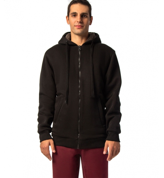 Be:Nation FW22 Ανδρική Ζακέτα Με Κουκούλα Full Zip Hood With Sherpa Lining 07302203