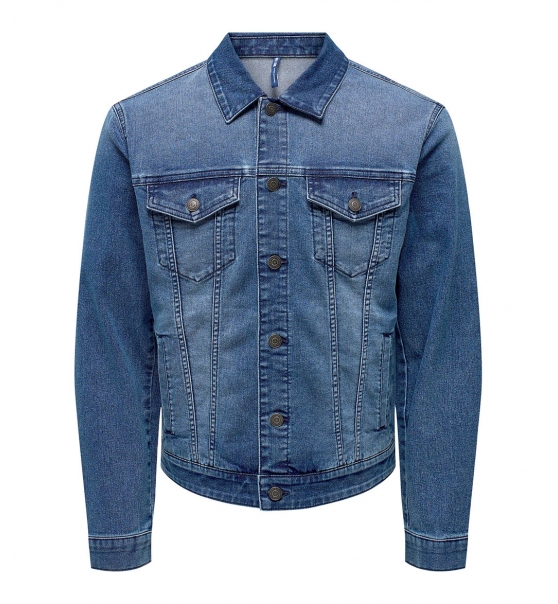Only & Sons Fw22 Ανδρικό Casual Μπουφάν Onscoin Mid. Blue 4333 Jacket Noos 22024333