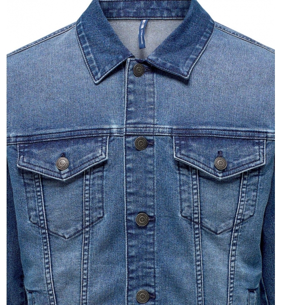 Only & Sons Fw22 Ανδρικό Casual Μπουφάν Onscoin Mid. Blue 4333 Jacket Noos 22024333