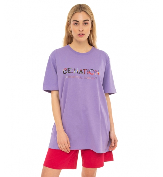 Be:Nation Γυναικεία Κοντομάνικη Μπλούζα Ss23 S/S Oversized Long Tee 05112308