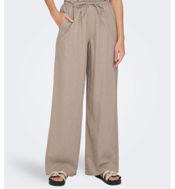 Only Γυναικείο Παντελόνι Ss23 Onlcaro Hw Pb Wide Linen Bl Pant Cc Pnt 15278730